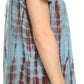 Sakkas Spala Long Tie Dye Embroidered Cap Sleeve Drop V Neck Blouse Shirt Top