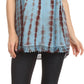 Sakkas Spala Long Tie Dye Embroidered Cap Sleeve Drop V Neck Blouse Shirt Top