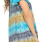 Sakkas Monet Long Tall Tie Dye Ombre Embroidered Cap Sleeve Blouse Shirt Top