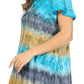 Sakkas Monet Long Tall Tie Dye Ombre Embroidered Cap Sleeve Blouse Shirt Top