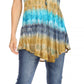 Sakkas Monet Long Tall Tie Dye Ombre Embroidered Cap Sleeve Blouse Shirt Top