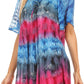 Sakkas Monet Long Tall Tie Dye Ombre Embroidered Cap Sleeve Blouse Shirt Top