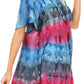 Sakkas Monet Long Tall Tie Dye Ombre Embroidered Cap Sleeve Blouse Shirt Top