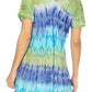 Sakkas Monet Long Tall Tie Dye Ombre Embroidered Cap Sleeve Blouse Shirt Top