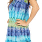 Sakkas Monet Long Tall Tie Dye Ombre Embroidered Cap Sleeve Blouse Shirt Top