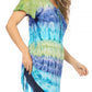 Sakkas Monet Long Tall Tie Dye Ombre Embroidered Cap Sleeve Blouse Shirt Top