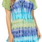 Sakkas Monet Long Tall Tie Dye Ombre Embroidered Cap Sleeve Blouse Shirt Top