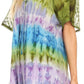 Sakkas Monet Long Tall Tie Dye Ombre Embroidered Cap Sleeve Blouse Shirt Top
