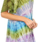 Sakkas Monet Long Tall Tie Dye Ombre Embroidered Cap Sleeve Blouse Shirt Top