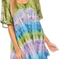 Sakkas Monet Long Tall Tie Dye Ombre Embroidered Cap Sleeve Blouse Shirt Top