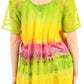 Sakkas Monet Long Tall Tie Dye Ombre Embroidered Cap Sleeve Blouse Shirt Top