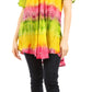 Sakkas Monet Long Tall Tie Dye Ombre Embroidered Cap Sleeve Blouse Shirt Top