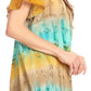Sakkas Monet Long Tall Tie Dye Ombre Embroidered Cap Sleeve Blouse Shirt Top