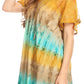 Sakkas Monet Long Tall Tie Dye Ombre Embroidered Cap Sleeve Blouse Shirt Top