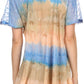 Sakkas Monet Long Tall Tie Dye Ombre Embroidered Cap Sleeve Blouse Shirt Top