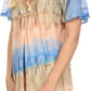 Sakkas Monet Long Tall Tie Dye Ombre Embroidered Cap Sleeve Blouse Shirt Top