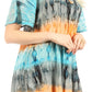 Sakkas Monet Long Tall Tie Dye Ombre Embroidered Cap Sleeve Blouse Shirt Top