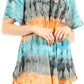Sakkas Monet Long Tall Tie Dye Ombre Embroidered Cap Sleeve Blouse Shirt Top