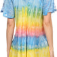 Sakkas Monet Long Tall Tie Dye Ombre Embroidered Cap Sleeve Blouse Shirt Top