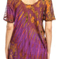 Sakkas Splenka Long Tie Dye Embroidered Corset Neck Cap Sleeve Blouse Shirt Top