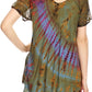 Sakkas Splenka Long Tie Dye Embroidered Corset Neck Cap Sleeve Blouse Shirt Top