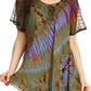 Sakkas Splenka Long Tie Dye Embroidered Corset Neck Cap Sleeve Blouse Shirt Top