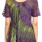 Sakkas Splenka Long Tie Dye Embroidered Corset Neck Cap Sleeve Blouse Shirt Top