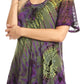 Sakkas Splenka Long Tie Dye Embroidered Corset Neck Cap Sleeve Blouse Shirt Top