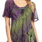 Sakkas Splenka Long Tie Dye Embroidered Corset Neck Cap Sleeve Blouse Shirt Top