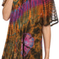 Sakkas Splenka Long Tie Dye Embroidered Corset Neck Cap Sleeve Blouse Shirt Top