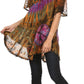 Sakkas Splenka Long Tie Dye Embroidered Corset Neck Cap Sleeve Blouse Shirt Top