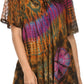 Sakkas Splenka Long Tie Dye Embroidered Corset Neck Cap Sleeve Blouse Shirt Top