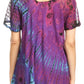 Sakkas Splenka Long Tie Dye Embroidered Corset Neck Cap Sleeve Blouse Shirt Top