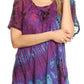 Sakkas Splenka Long Tie Dye Embroidered Corset Neck Cap Sleeve Blouse Shirt Top