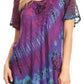 Sakkas Splenka Long Tie Dye Embroidered Corset Neck Cap Sleeve Blouse Shirt Top