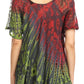 Sakkas Splenka Long Tie Dye Embroidered Corset Neck Cap Sleeve Blouse Shirt Top