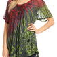 Sakkas Splenka Long Tie Dye Embroidered Corset Neck Cap Sleeve Blouse Shirt Top