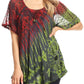 Sakkas Splenka Long Tie Dye Embroidered Corset Neck Cap Sleeve Blouse Shirt Top