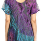 Sakkas Splenka Long Tie Dye Embroidered Corset Neck Cap Sleeve Blouse Shirt Top