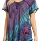 Sakkas Splenka Long Tie Dye Embroidered Corset Neck Cap Sleeve Blouse Shirt Top