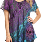 Sakkas Splenka Long Tie Dye Embroidered Corset Neck Cap Sleeve Blouse Shirt Top
