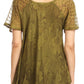 Sakkas Maliky Wide Corset Neck Floral Embroidered Cap Sleeve Blouse Top Shirt