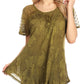 Sakkas Maliky Wide Corset Neck Floral Embroidered Cap Sleeve Blouse Top Shirt