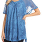 Sakkas Maliky Wide Corset Neck Floral Embroidered Cap Sleeve Blouse Top Shirt