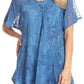 Sakkas Maliky Wide Corset Neck Floral Embroidered Cap Sleeve Blouse Top Shirt