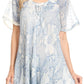 Sakkas Maliky Wide Corset Neck Floral Embroidered Cap Sleeve Blouse Top Shirt