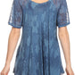 Sakkas Maliky Wide Corset Neck Floral Embroidered Cap Sleeve Blouse Top Shirt