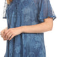 Sakkas Maliky Wide Corset Neck Floral Embroidered Cap Sleeve Blouse Top Shirt