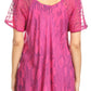 Sakkas Maliky Wide Corset Neck Floral Embroidered Cap Sleeve Blouse Top Shirt