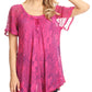 Sakkas Maliky Wide Corset Neck Floral Embroidered Cap Sleeve Blouse Top Shirt